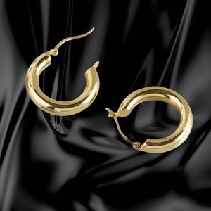 18k Gold Hoops over 925 Sterling Silver Earrings - Nicke Free - Fine Jewelry